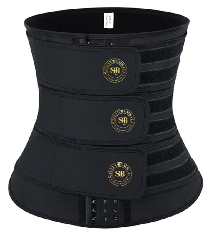 Graceful Black Hooks Latex Three - Belt Waist Trainer Anti-Slip XL
