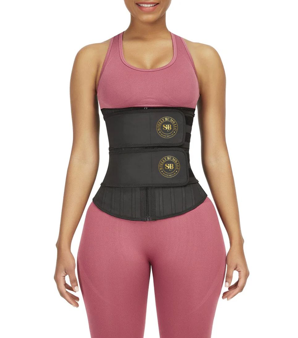 Graceful Black Hooks Latex Three - Belt Waist Trainer Anti-Slip XL